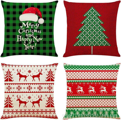 Christmas Snowman Reindeer Gloves Eucalyptus Throw Pillow Covers, 18 X 18 Inch Winter Holiday Stripes Cushion Case Decoration For Sofa Couch Set Of 4