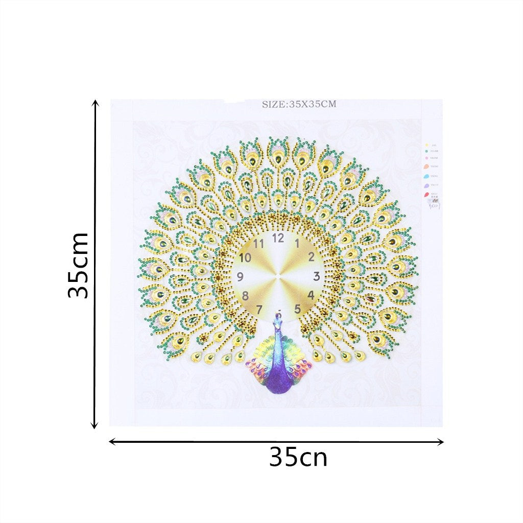 Non-full Diamond Special-shaped Brick Stone Embroidery Peacock Creative Clocks Diamond Painting