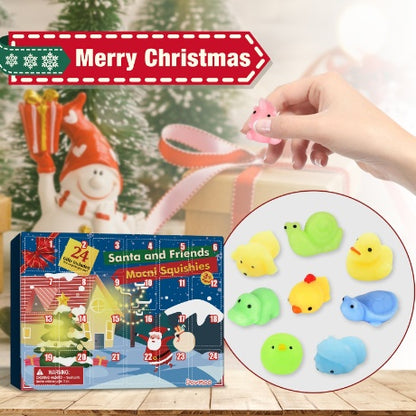 Dowmoo Christmas Pinch Joy Advent Calendar Blind Box, 24 Boxes Christmas Surprise Blind Box Rubber Animal Toys