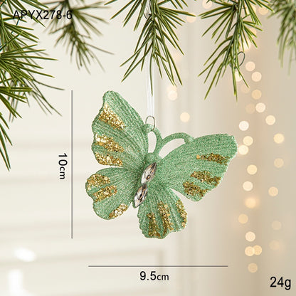 Colgante de plástico con forma de árbol de Navidad con forma de mariposa verde