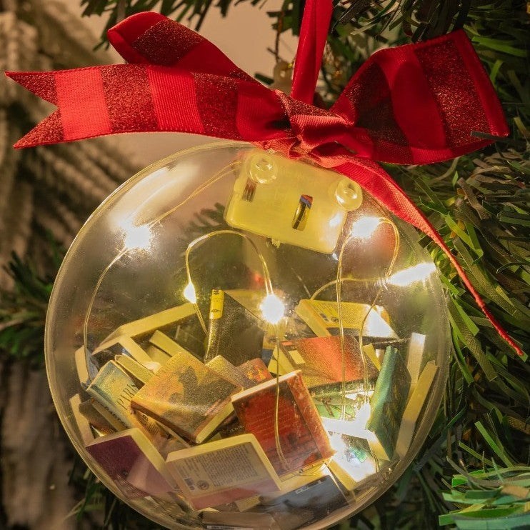 Décorations de Noël Pendentifs de boules de Noël remplis de livres