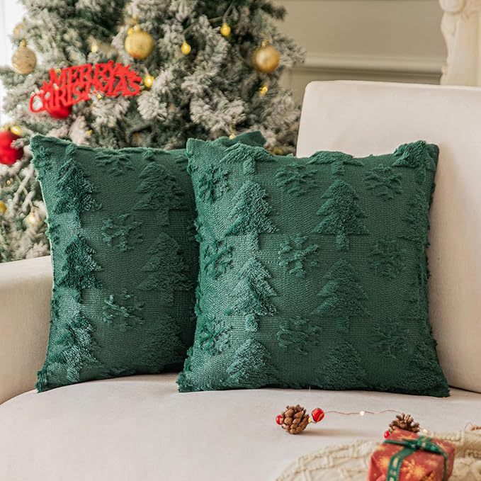 Coussin de canapé en peluche avec flocon de neige et arbre de Noël pour salon, décoration de fête, taie d'oreiller