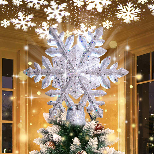 Christmas Tree Top Projection Lamp Creative Rotational Blizzard Five-pointed