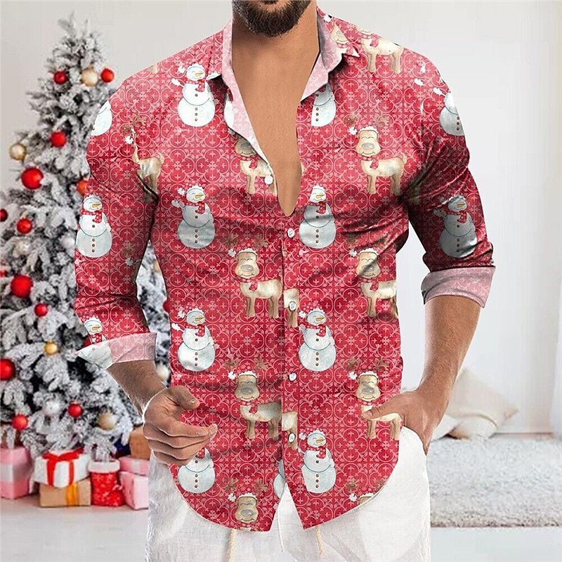 Chemise à revers avec impression numérique 3D en forme de sapin de Noël