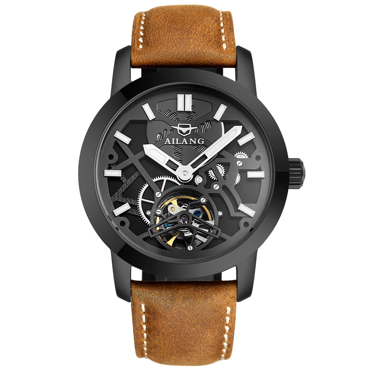 Reloj Reloj Mecánico Automático para Hombre Volante Hueco Reloj de Moda para Hombre