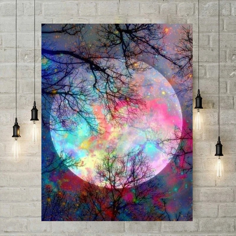 5D Diamond Painting - Colorful moon at night