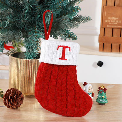 Chaussettes de Noël en laine tricotée avec pendentif en forme d'arbre de Noël décoratif et créatif