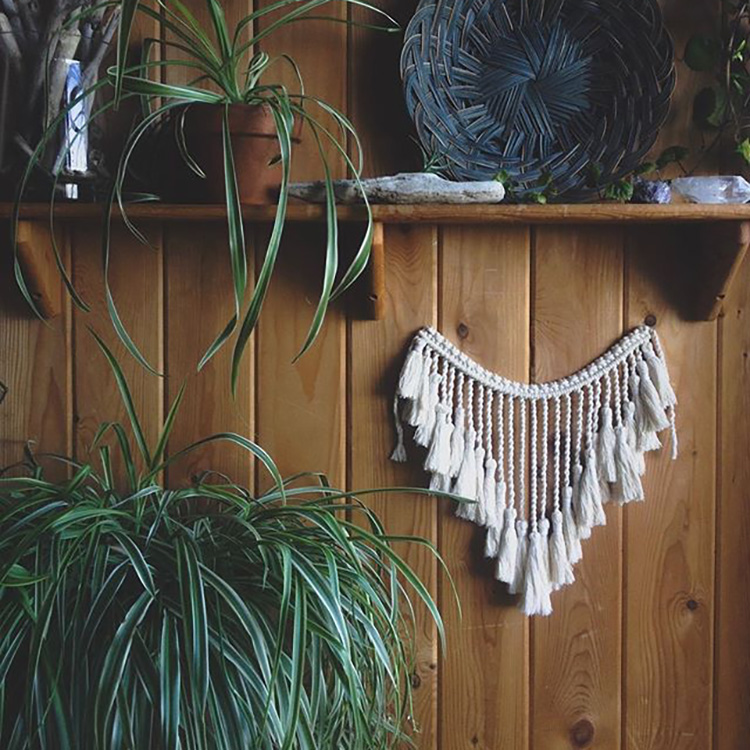 Handmade Ivory Cotton Cord Woven Pendant