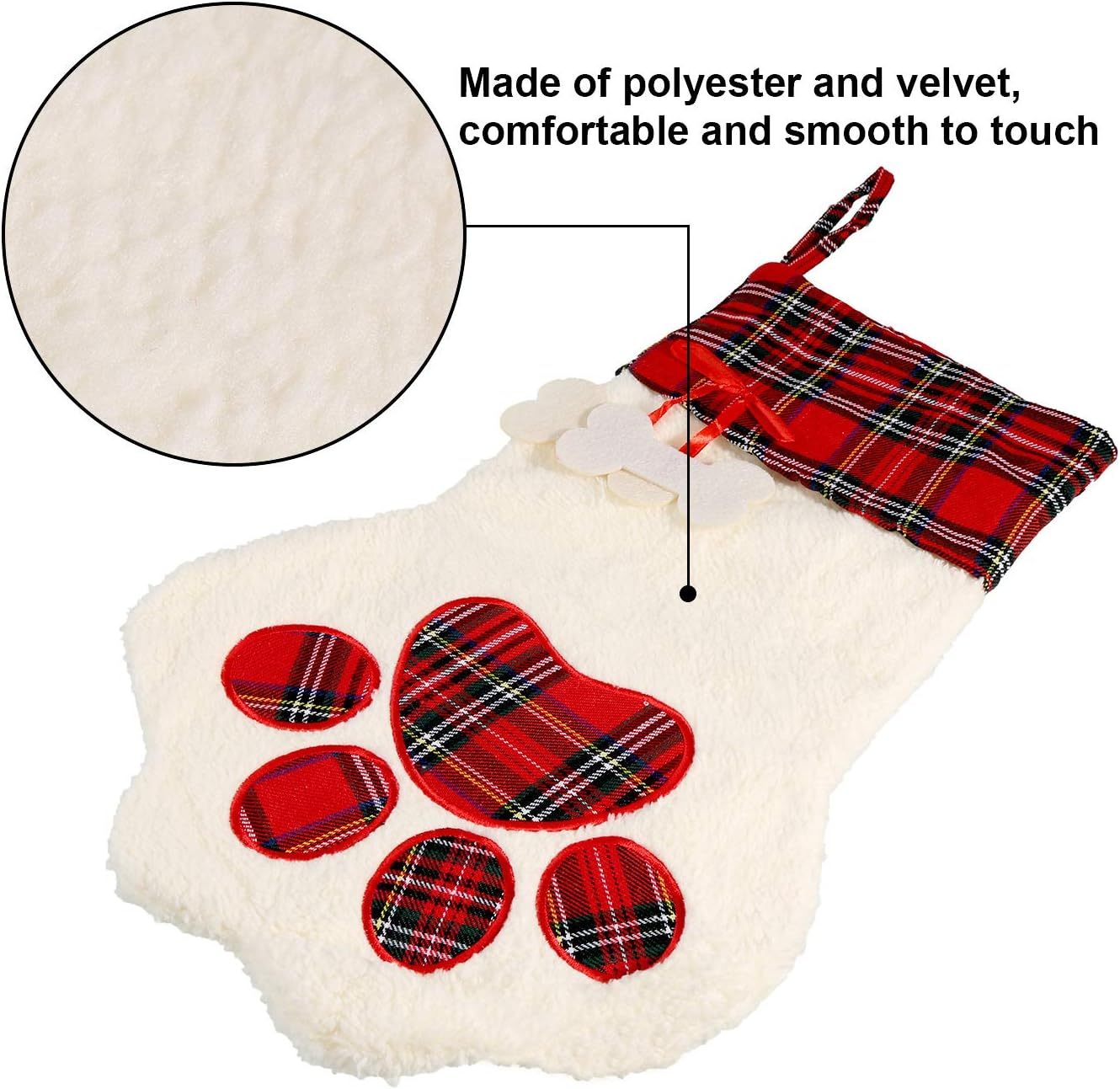 Pieces Buffalo Plaid Pet Stockings For Cats And Dogs - Paw Pattern Hanging Christmas Decorations