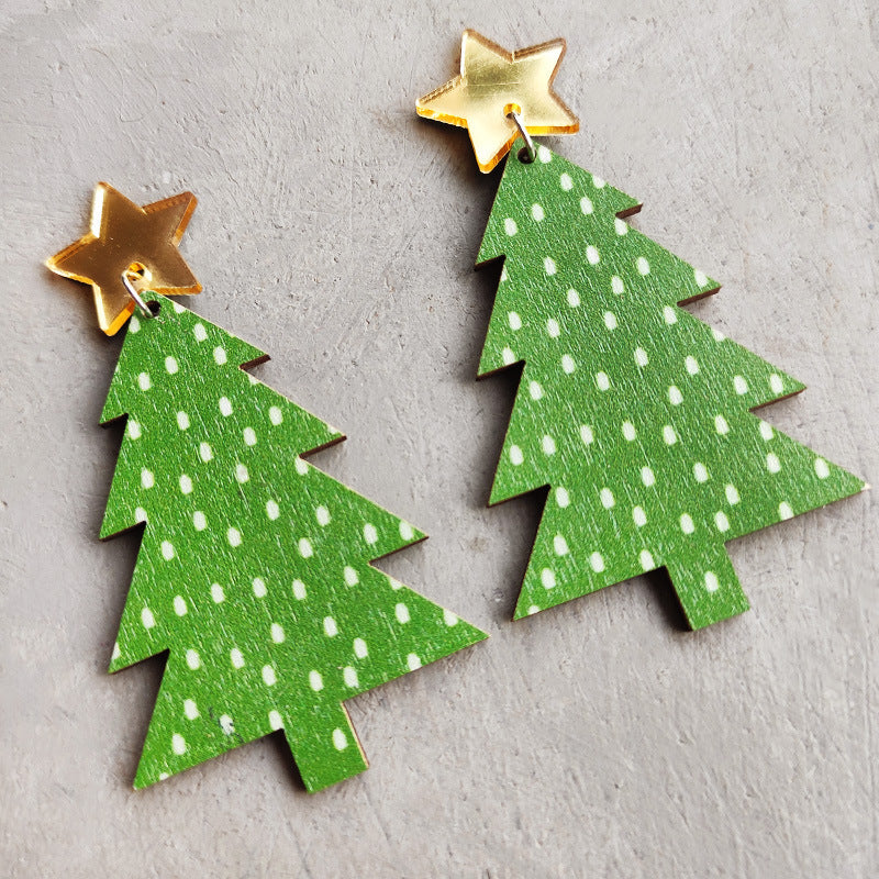 Fashion Colorful Christmas Tree Patch Earrings