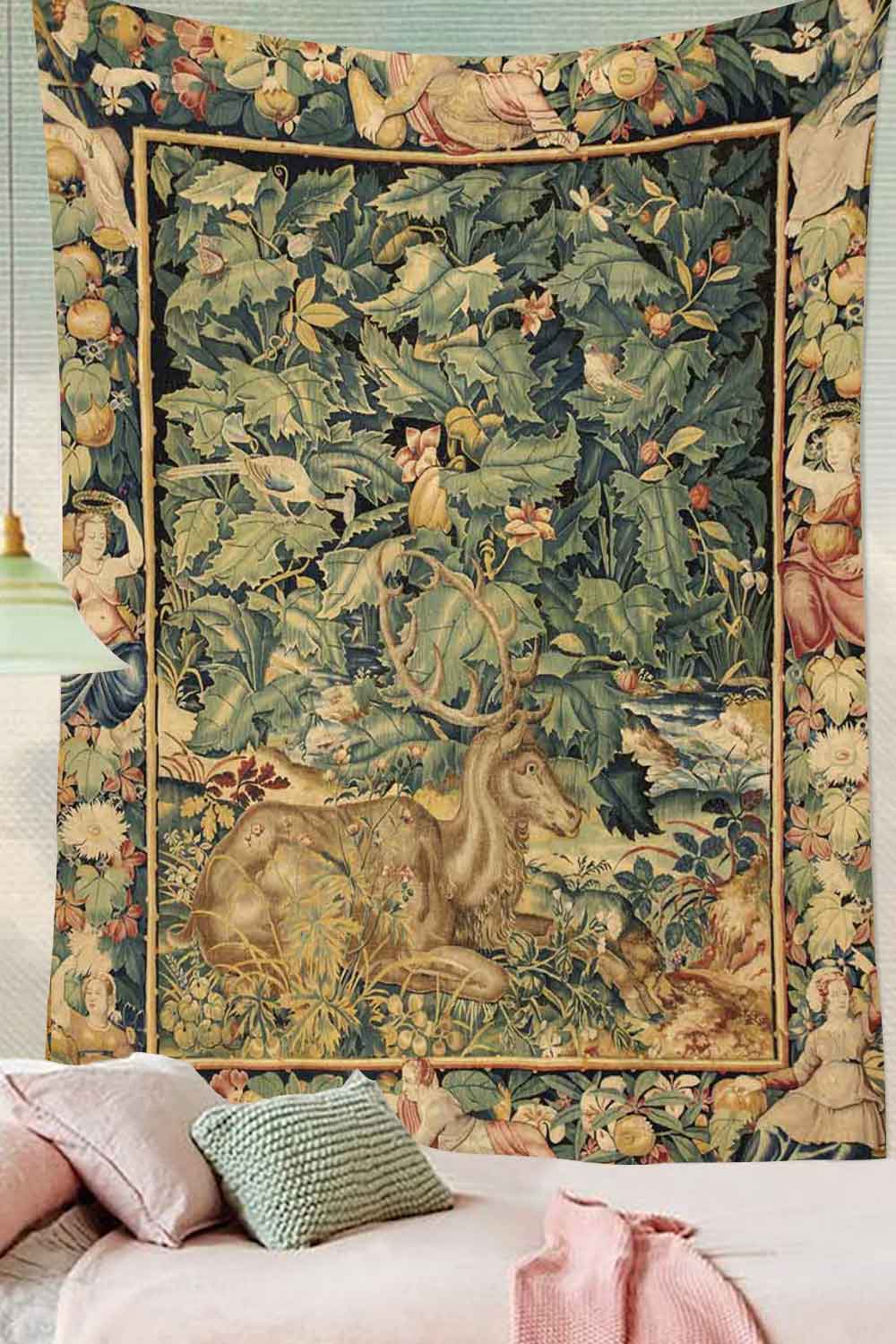 Tapisserie décorative en tissu suspendu, serviette de plage, couverture imprimée avec Silhouette d'arbre et de mer