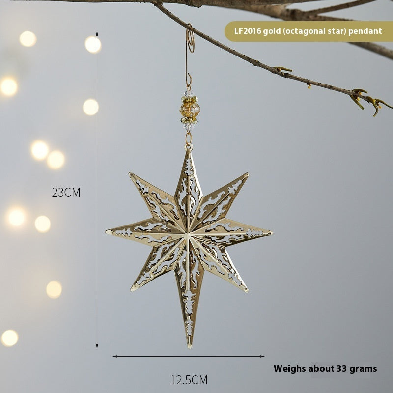 Christmas Three-dimensional Snowflake Decoration Diy Christmas Tree Bell Wrought Iron