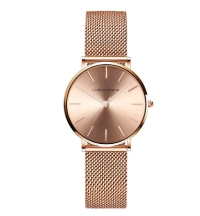 Stainless steel mesh belt waterproof ladies and women's watch High quality furnace gold plating rose gold student watch