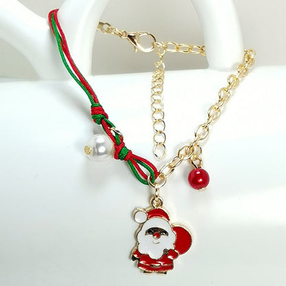 Nueva pulsera navideña con diseño de muñeco de nieve, Papá Noel, árbol, copo de nieve y alce, regalo de Navidad, pulsera con dijes, colgante de cadena para mujer, regalo de moda de Año Nuevo