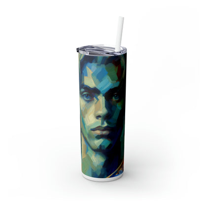 "Soothing Gaze" - The Alien Maars® Skinny Tumbler with Straw 20oz Expressionism Style