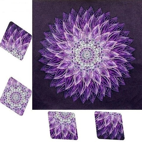 Mandala scintillant violet | Forme spéciale | Peinture au diamant