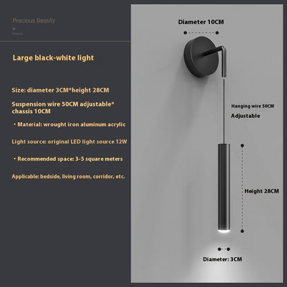 Lámpara de pared de noche con vetas de madera, luz creativa para dormitorio