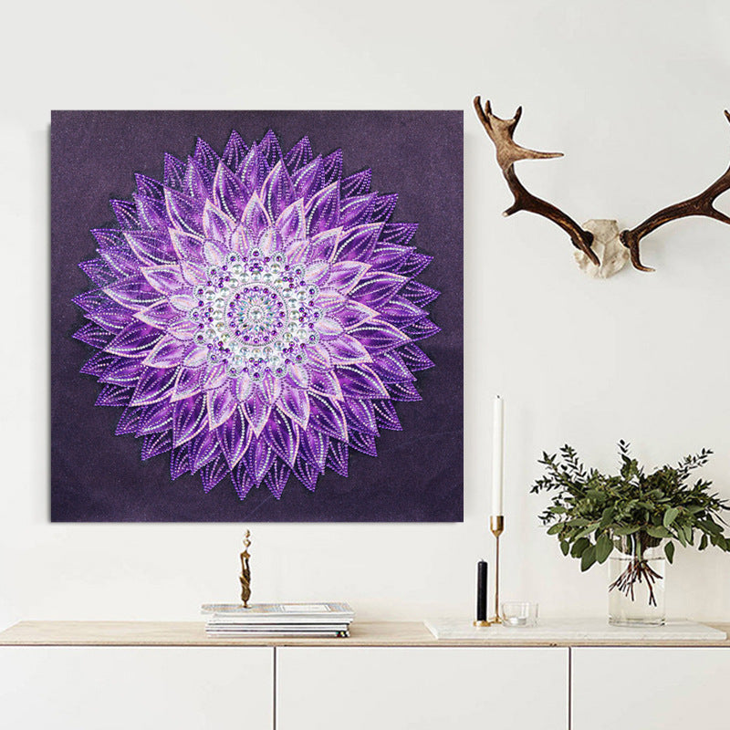 Mandala scintillant violet | Forme spéciale | Peinture au diamant