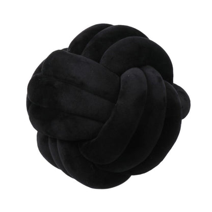 Coussin décoratif rond à motif boule en peluche nouée