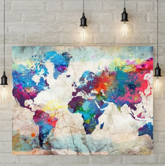 5D Diamond Painting - Colorful world map