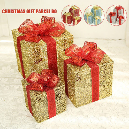 Christmas wrought iron gift box three-piece set