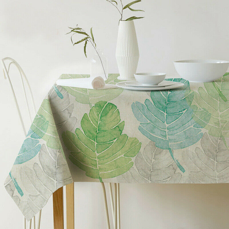 Norse Style Green Plant Leaf Tablecloth