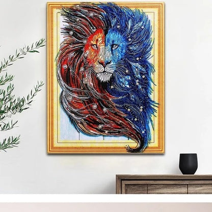 Peinture diamant de forme spéciale feu du lion