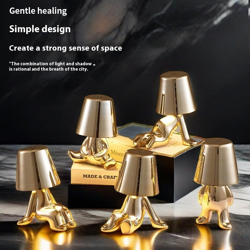 Creative Small Gold Statue Ambience Light Creative Decoration Thinker Night Light