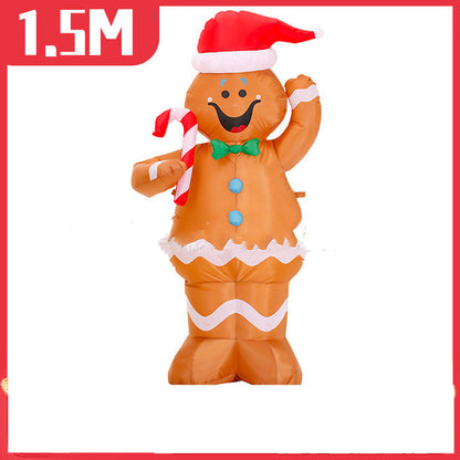 Christmas Party Cute Gingerbread Man Glowing Inflatable Decoration