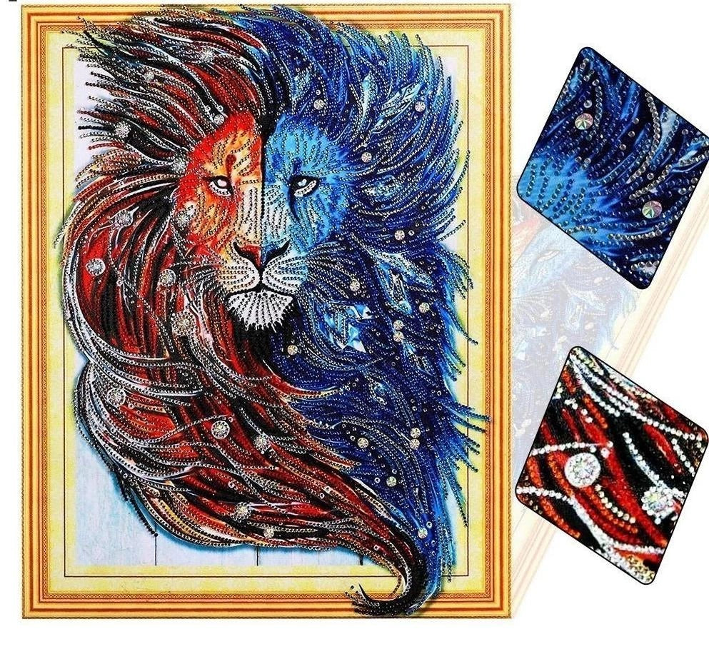 Peinture diamant de forme spéciale feu du lion