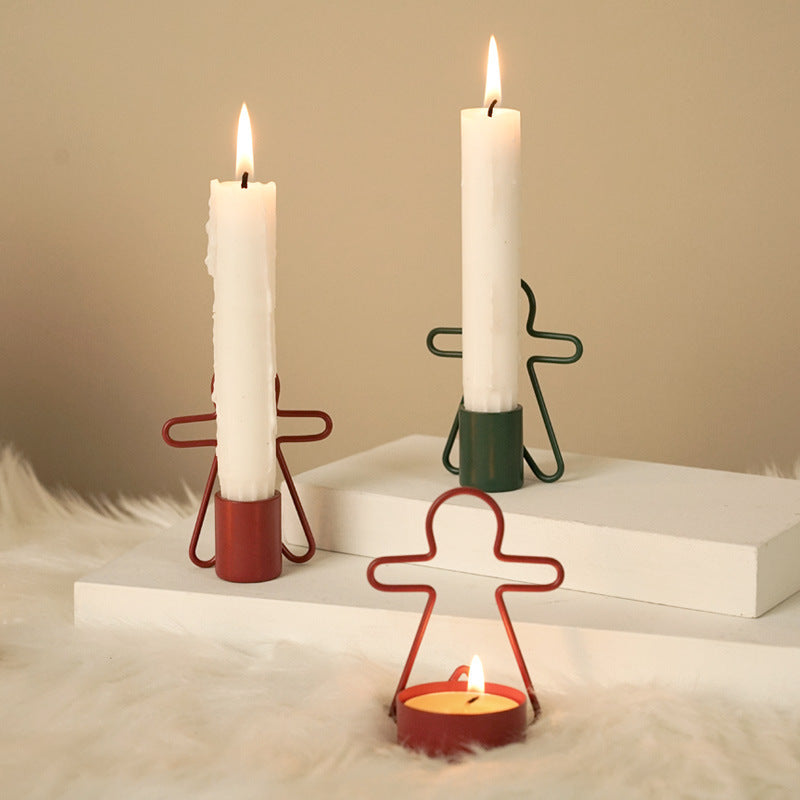 Candelabro pequeño con forma de hombre de jengibre, decoración para candelabro navideño