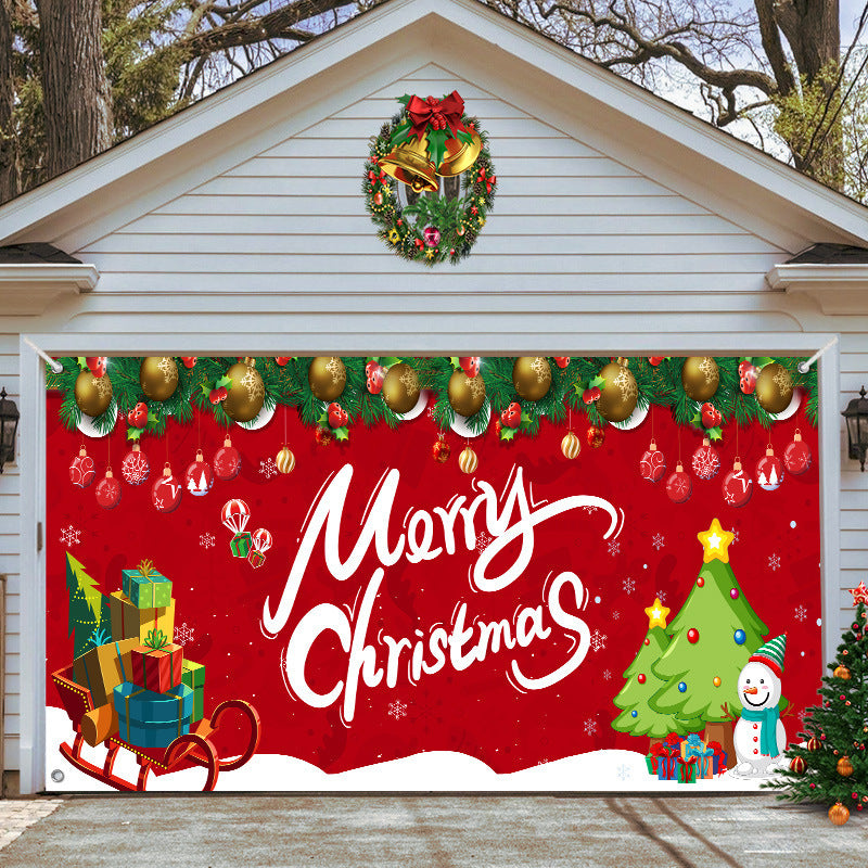 Christmas Background Fabric Garage Door Tapestries Cloth Decoration