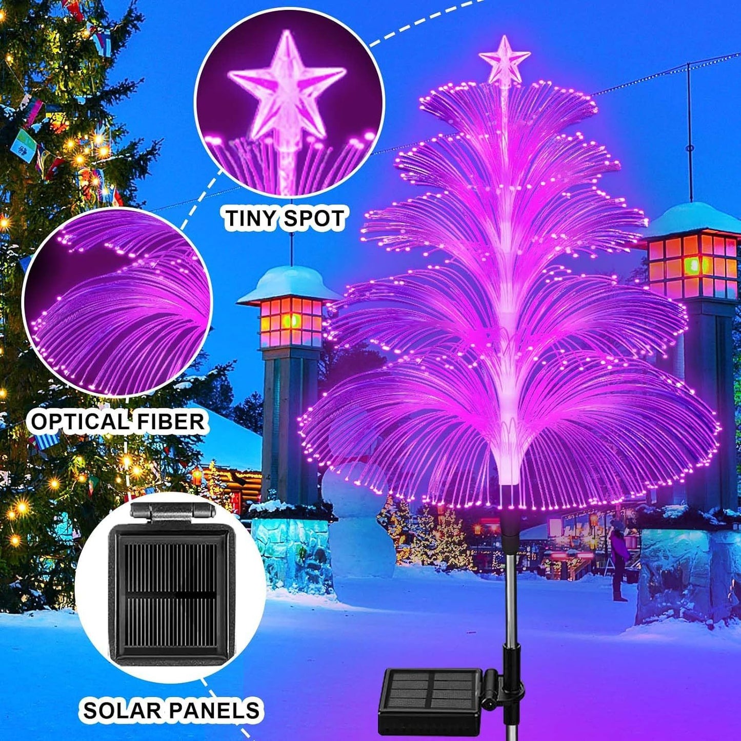 Solar Optical Fiber Christmas Tree Modeling Fountain Light