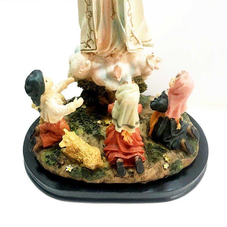 Sculpture notre-dame de Fatima et les trois bergers, ornement, accessoires pour la maison