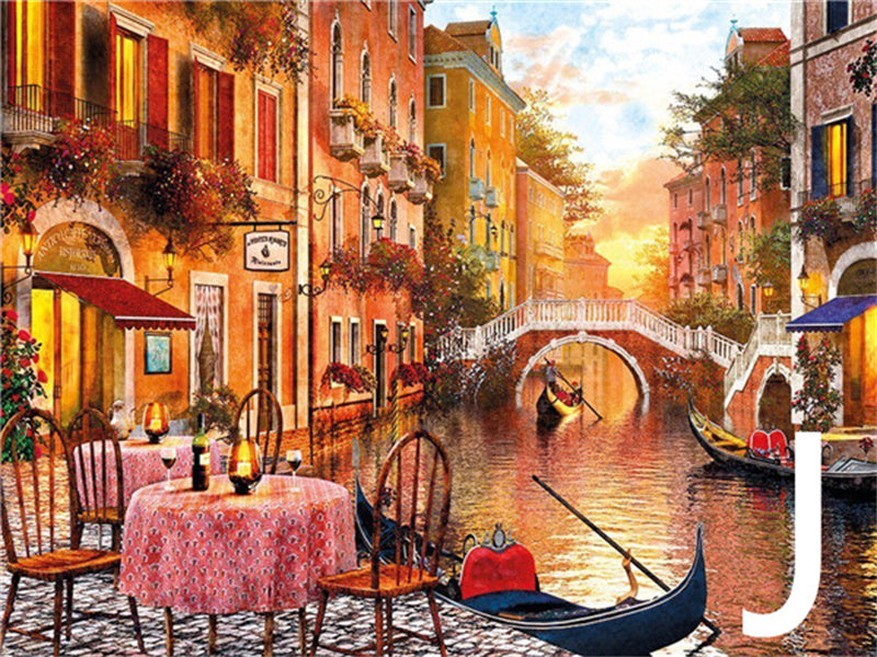 Image de mosaïque de peinture de diamant de ville de venise, broderie de paysage