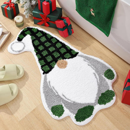 Tapis en cachemire avec motif d'arbre de Noël pour la maison, tapis de porte antidérapant pour la veille de Noël, tapis de salle de bain