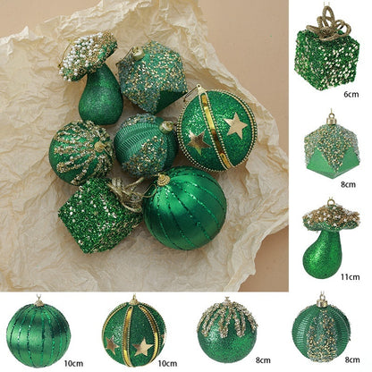 Pendentif de décoration d'arbre de Noël en forme de boule de Noël vert foncé floquée haut de gamme