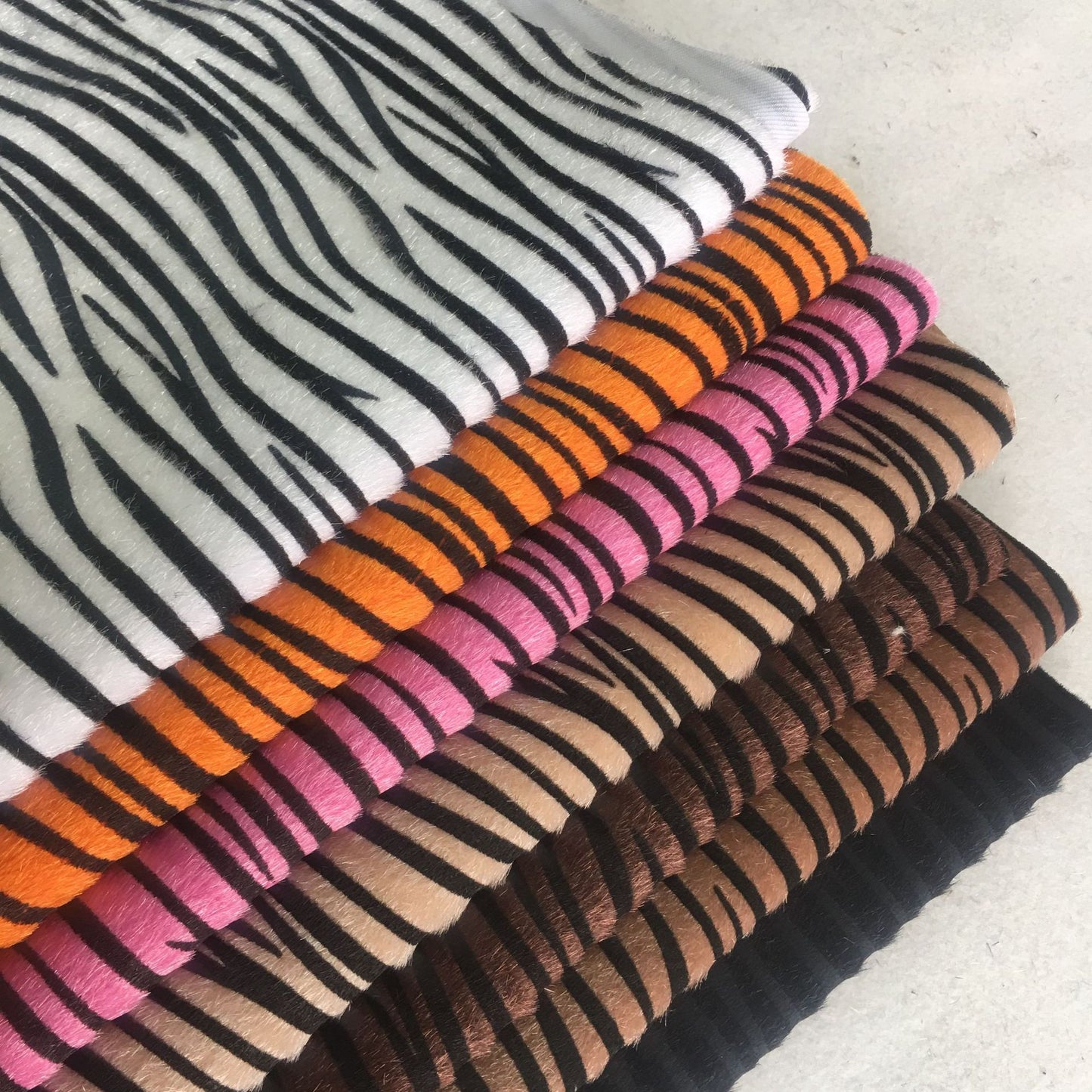 Faux Horsehair Zebra Leather Printed Fabric