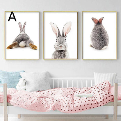 Home Fashion Simple Rabbit Print Canvas Painting