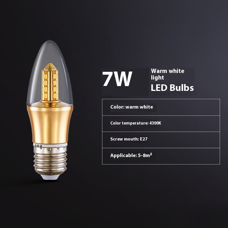 Household E14e27 Screw Bulb Led Energy-saving Lamp Threads Band Super Bright Variable Light With Three Colors