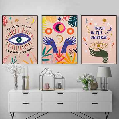 Believe In The Universe Inspirational Quotes Poster Boho Canvas Painting