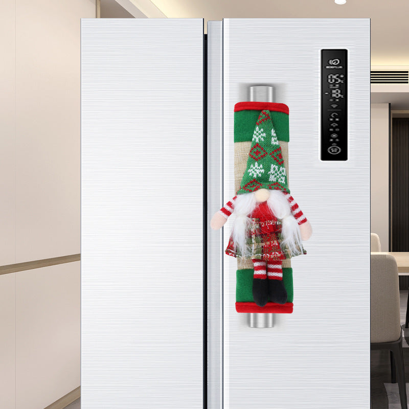 Protector de manija de puerta de refrigerador navideño, protector de manija, decoraciones para el hogar