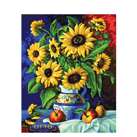 Pintura DIY por números, hermosa pintura de flor del sol por números, pintura acrílica sobre lienzo, dibujo de imagen artesanal, lienzo para colorear