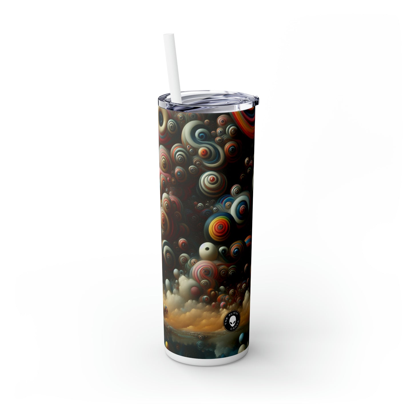 "Dreamscape Sojourn" - The Alien Maars® Skinny Tumbler with Straw 20oz Surrealism