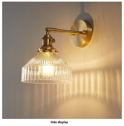 Japanese Style Simple Retro Nostalgic Brass Glass Chandelier