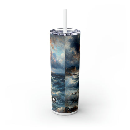 "Storm-Tossed Seas" - The Alien Maars® Skinny Tumbler with Straw 20oz Impressionism