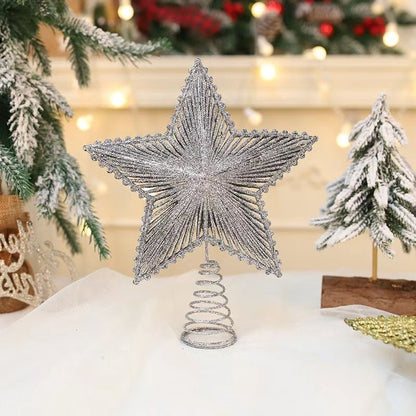 Iron Christmas Tree Top Five-pointed Star Luminous Decoration Christmas Decorations Small Ornaments