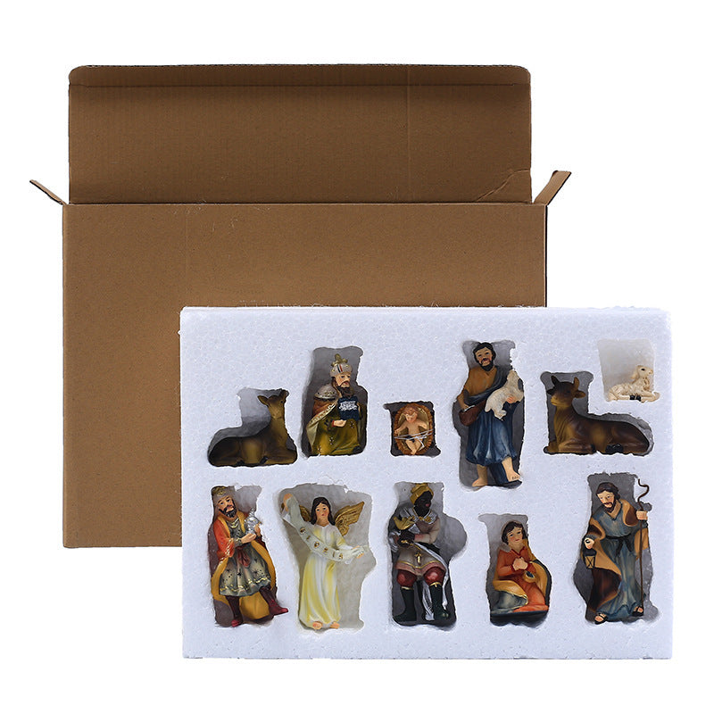 Religious Ornaments Nativity Manger Set Gift Box Christmas