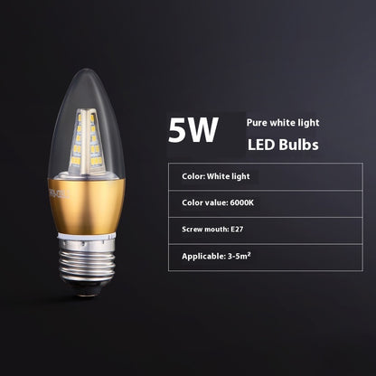 Household E14e27 Screw Bulb Led Energy-saving Lamp Threads Band Super Bright Variable Light With Three Colors