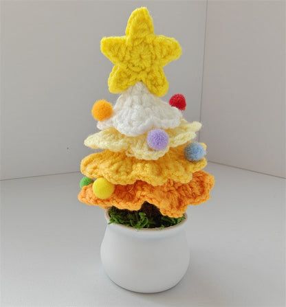 Handmade Crocheted Christmas Tree Wool Pot Shopping Mall Night Market Desktop Decoration